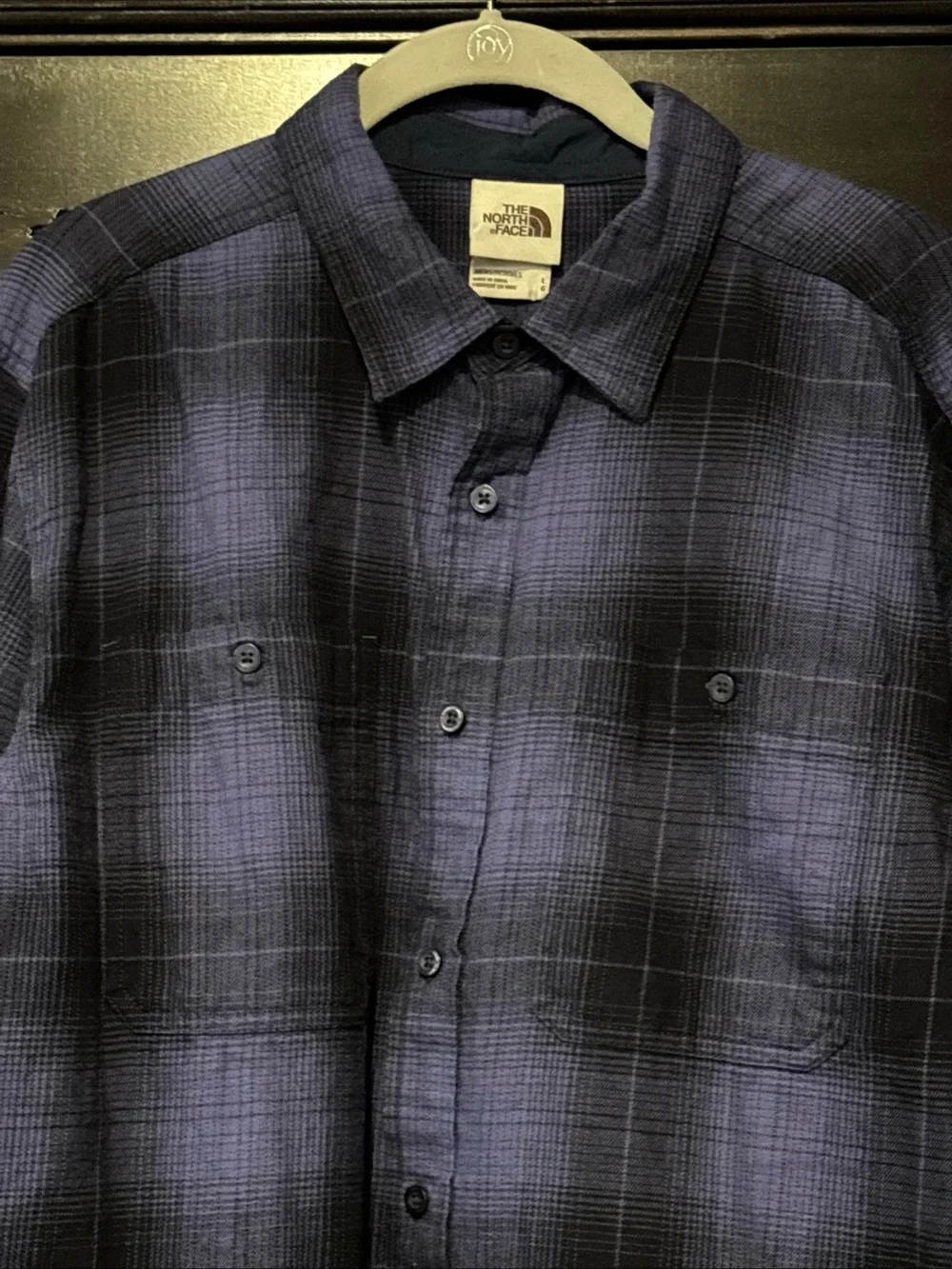The North Face Shirt Mens Large Blue/Black Plaid Flannel Button Up Long Sleeve